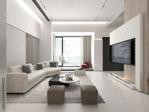 3d render of modern home interior  living and dining room