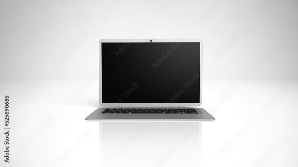 silver laptop lies on a white background silver laptop lies on a white background