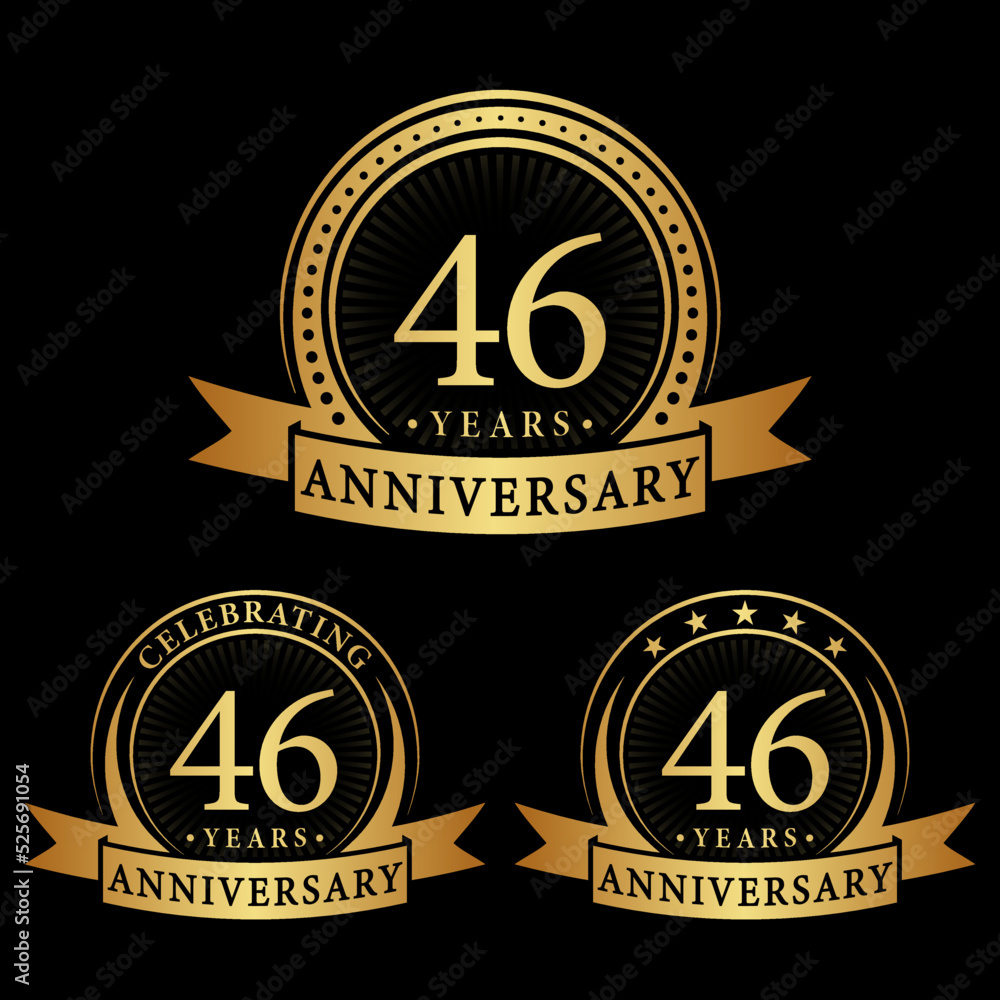 46 years anniversary logo collections. Set of 46th Anniversary logotype template. Vector and illustration. 46 years anniversary logo collections. Set of 46th Anniversary logotype template. Vector and illustration.