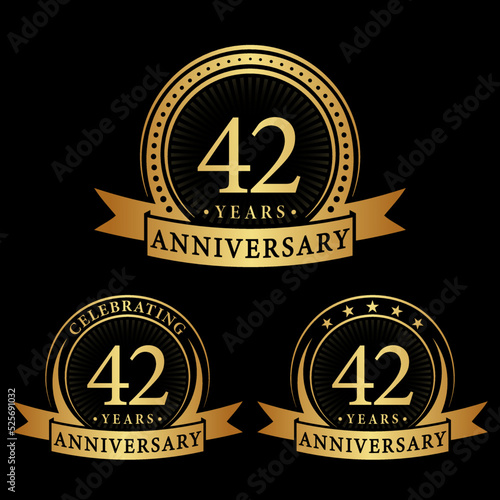42 years anniversary logo collections. Set of 42nd Anniversary logotype template. Vector and illustration.