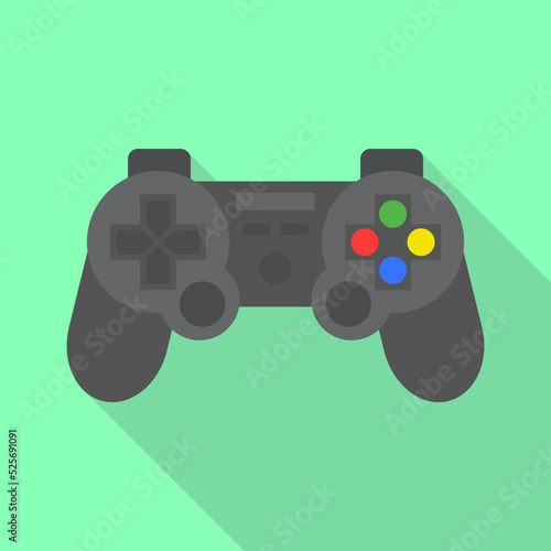 Gray game joystick icon, flat illustration of black game joystick vector icon for web design.