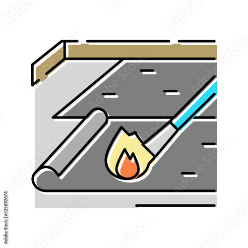asphalt bitumen roof mounting color icon vector illustration