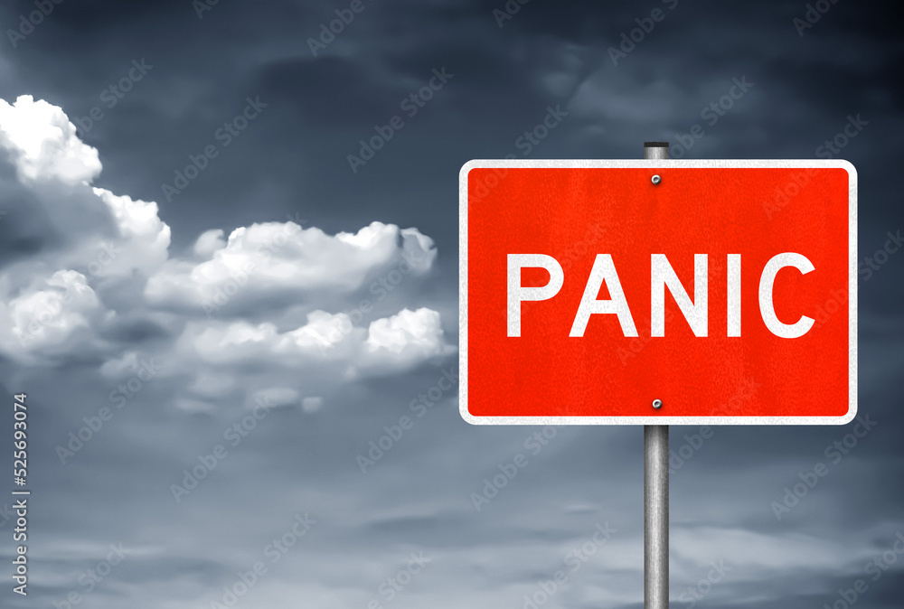 Obraz premium Panic - road sign warning