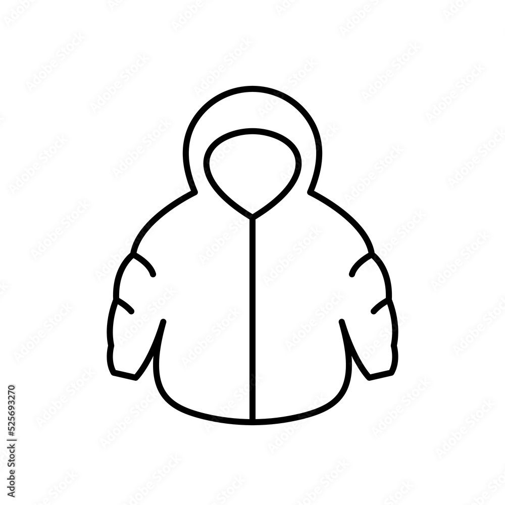 Winter jacket for a baby outline icon. EPS 10..... Newborn warm clothes on white. Childrens clothing. Kids wear symbol.. Jacket with hood for babies.. For app, banner, web, sale, design, dev, ui, ux. Winter jacket for a baby outline icon. EPS 10..... Newborn warm clothes on white. Childrens clothing. Kids wear symbol.. Jacket with hood for babies.. For app, banner, web, sale, design, dev, ui, ux.