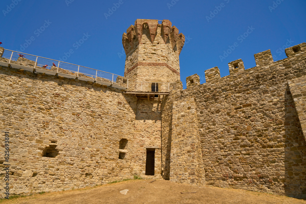 Inner courtyard of a medieval castle at Isola Polvese of Lake Trasimeno, Italy

