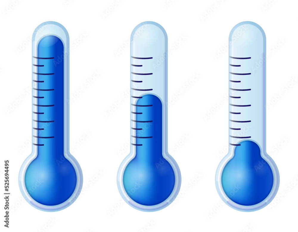illustration of blue thermometers Different levels illustration of blue thermometers Different levels