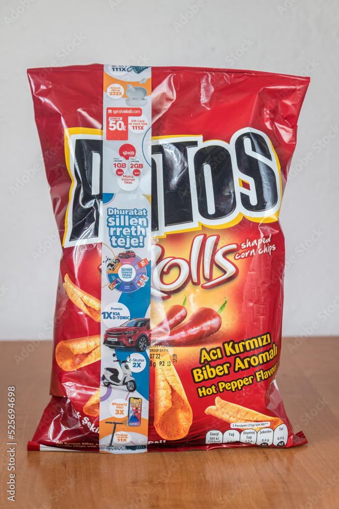 Deblin, Poland - June 16, 2022: Pack of Patos Rolls shaped corn chips.  Stock Photo | Adobe Stock