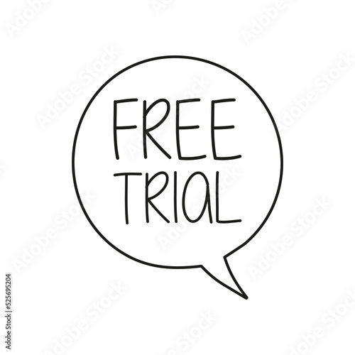 Free trial yellow cartoon, hand draw speech bubble