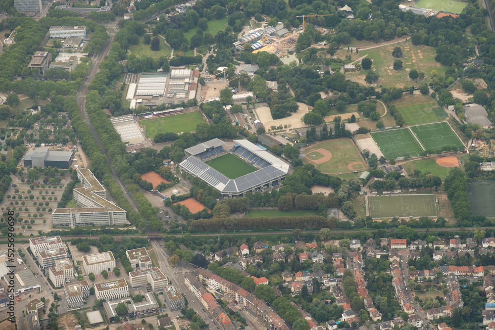 Carl Benz football stadium in Mannheim in Germany seen from above