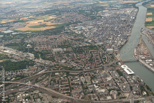 City of Ludwigshafen in Germany seen from above