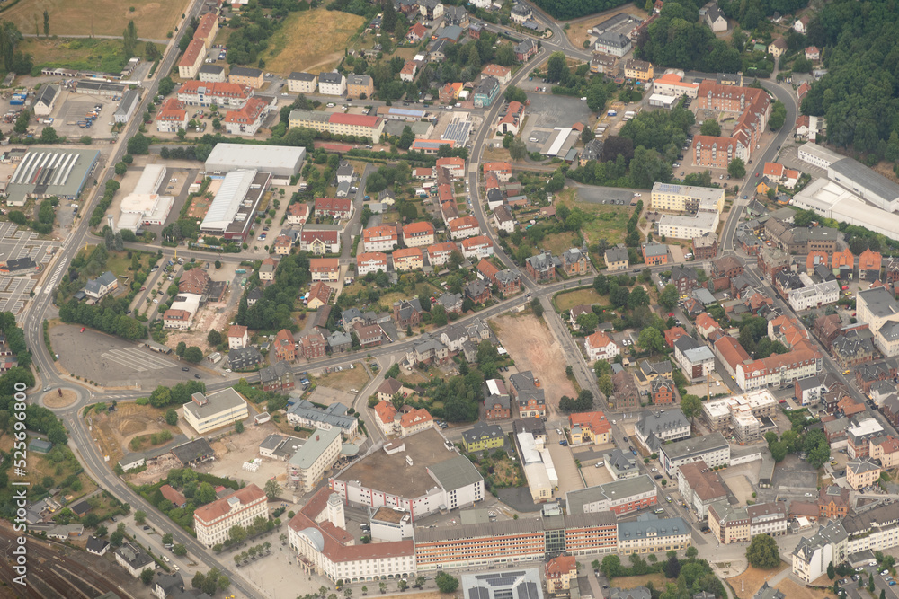 Fototapeta premium View over the city of Sonneberg in Germany from above