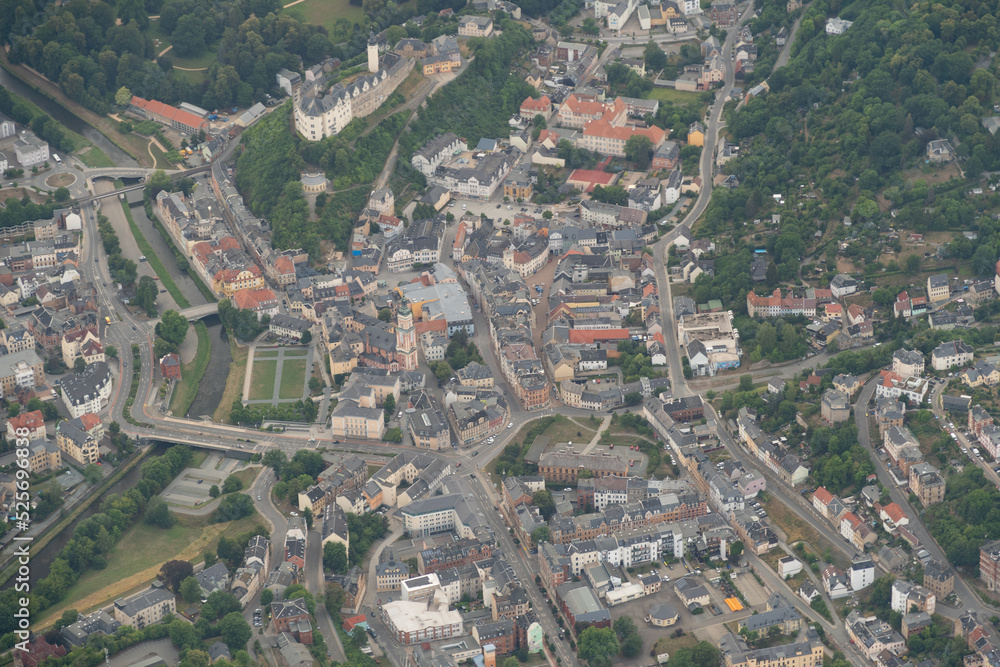 City of Greiz in Germany seen from above