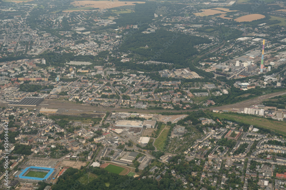 City of Chemnitz in Germany seen from above