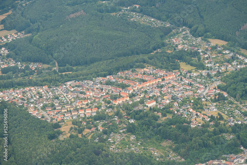 View over the city of Sonneberg in Germany from above