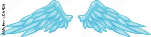 Blue feather wings. Heaven creature cartoon logo