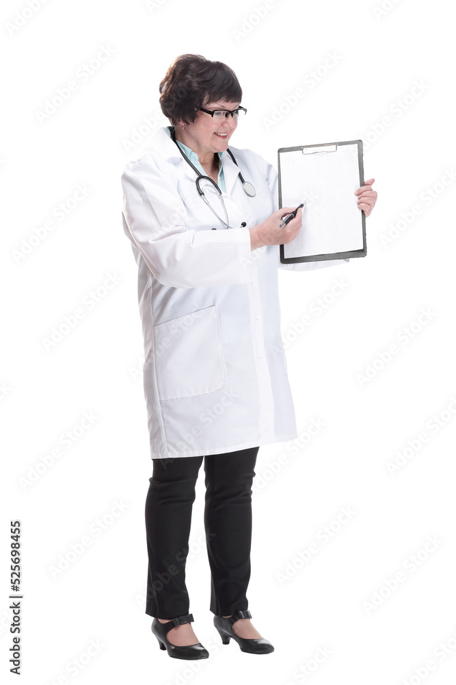 in full growth. senior female doctor with clipboard. in full growth. senior female doctor with clipboard.