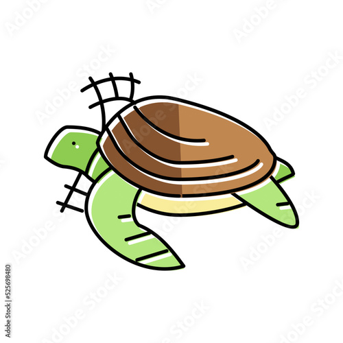 turtle in plastic net color icon vector illustration