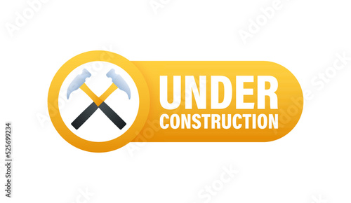 Under construction label. Border stripe web. Vector illustration.