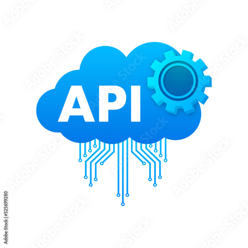 Cloud API - application programming interface. Internet network. Vector stock illustration.