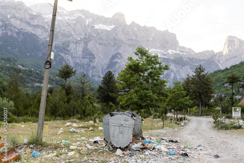 garbage on the mountain, Theti National park in Albania. © Angelov