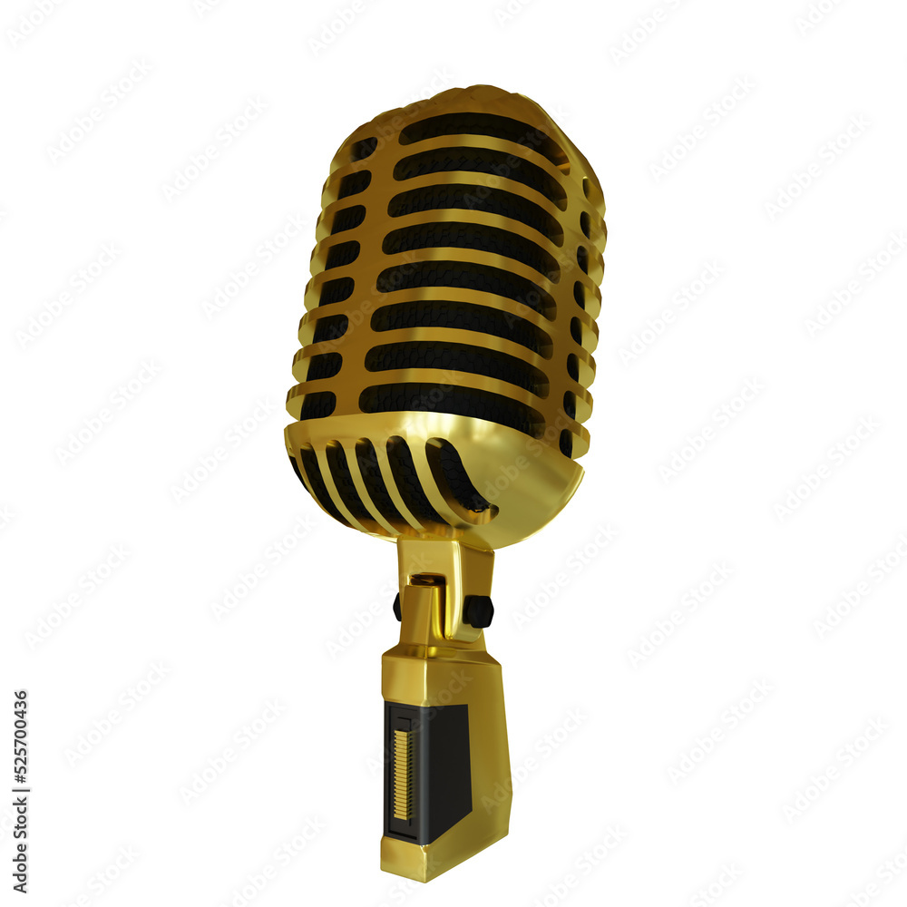Fototapeta premium 3D Gold Microphone Element