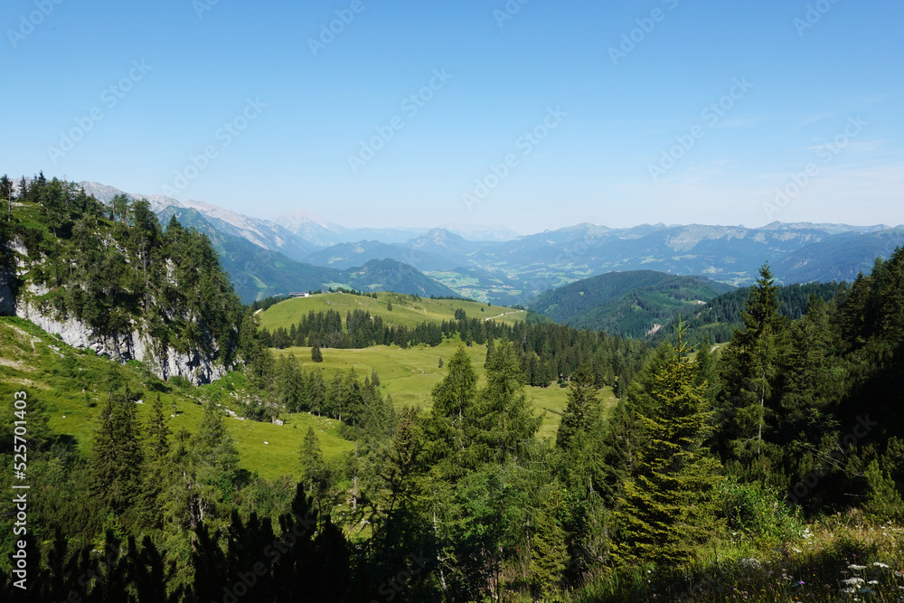 The view from Gablonzer huette to Zwiesel valley, Gosaukamm mountain ridge, Germany