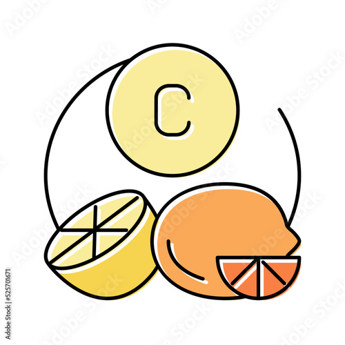 c vitamin citrus color icon vector illustration
