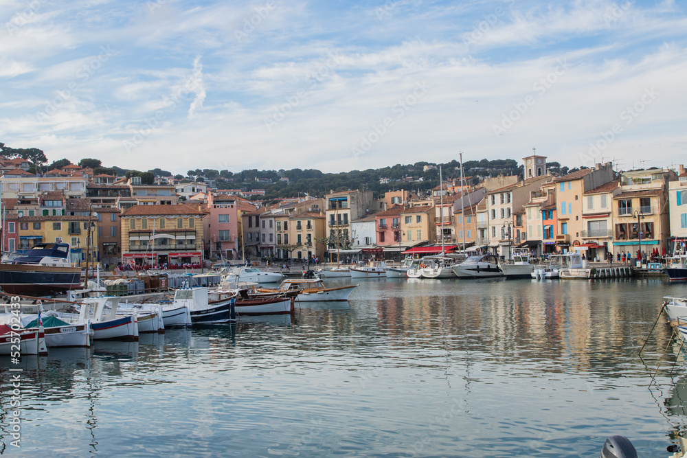 French Riviera Town Buildings in the Harbor