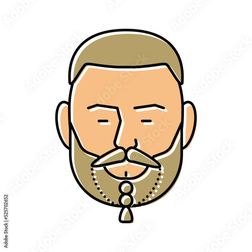 braided beard hair style color icon vector illustration
