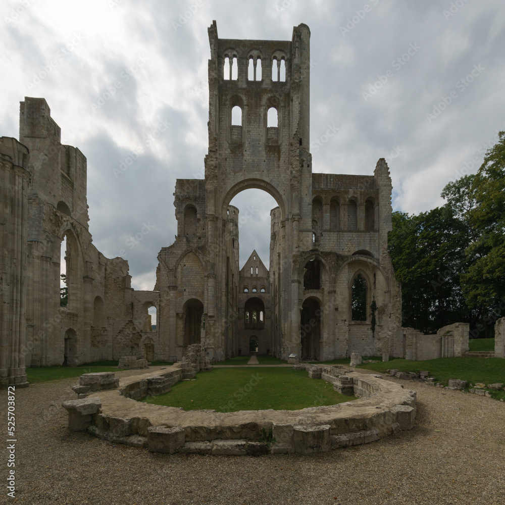 Ruin of the monastery with the Abbey Jumieges, Normandy, France