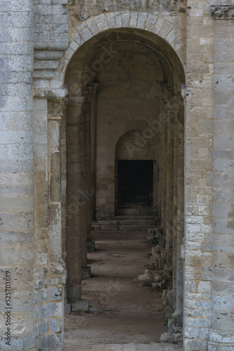Corridor with arches in ruin of the monastery with the Abbey Jumieges  Normandy  France