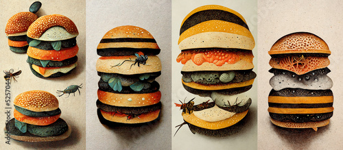 Future food. insect food, meet, biofood of future