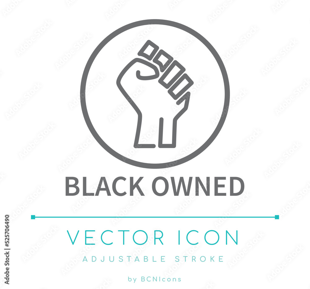 Black Owned Business Fist Line Icon