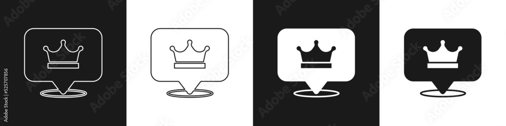 Set King crown icon isolated on black and white background. Vector Set King crown icon isolated on black and white background. Vector