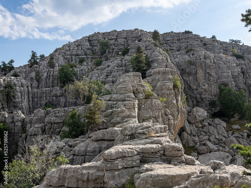 changes and formations of limestone cliffs in the high mountains of the Mediterranean
