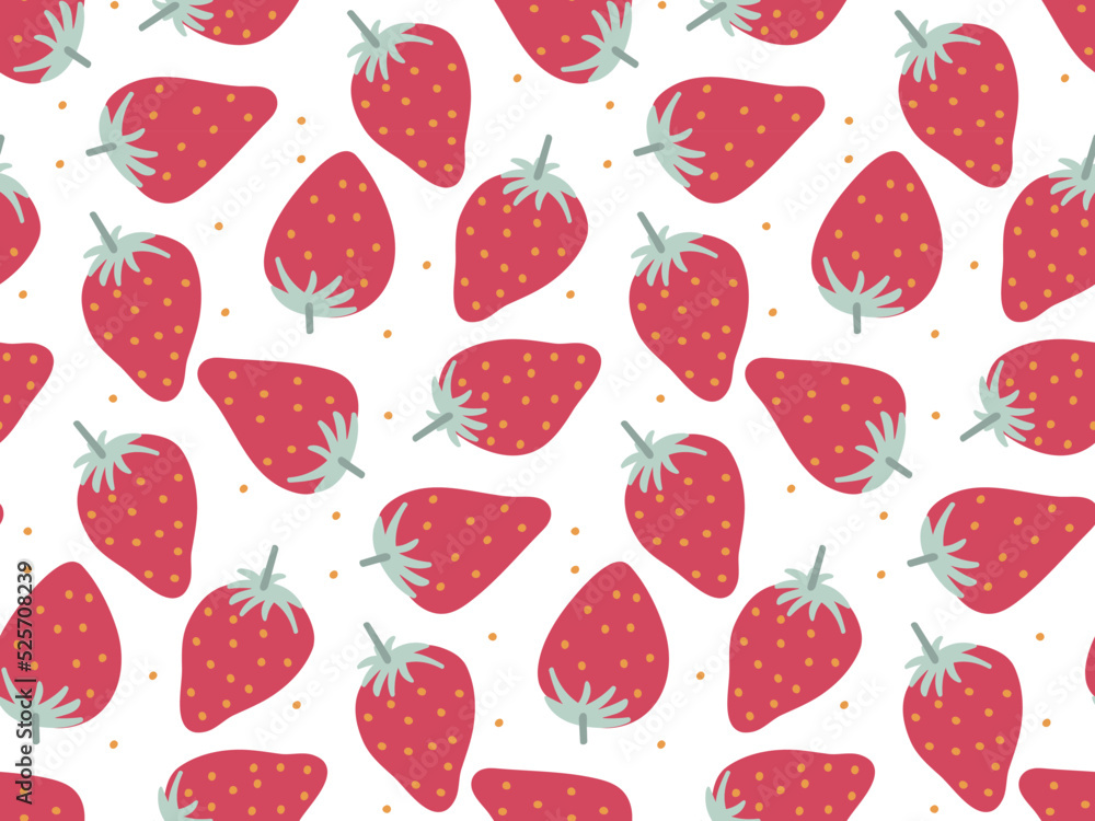 Seamless pattern with Strawberries hand drawn doodle sketch. Repeated Strawberries background. Flat vector Food template for nursery design, for textile, wrapping paper, wallpaper, cover design. Seamless pattern with Strawberries hand drawn doodle sketch. Repeated Strawberries background. Flat vector Food template for nursery design, for textile, wrapping paper, wallpaper, cover design.