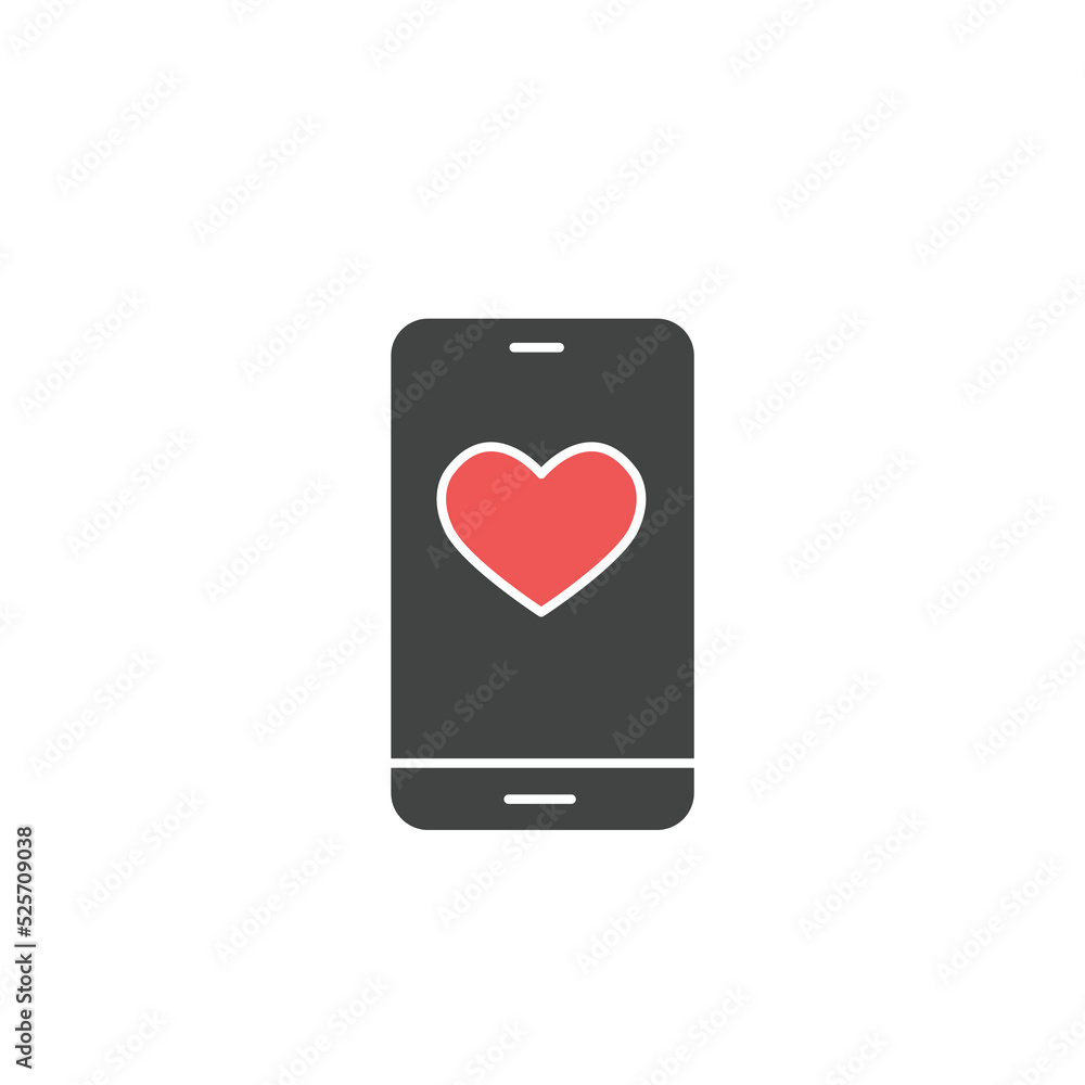 Mobile phone with heart icons symbol vector elements for infographic web Mobile phone with heart icons symbol vector elements for infographic web