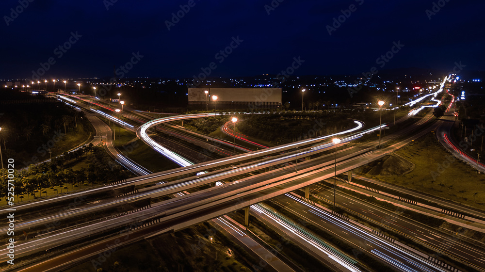 over Road city highway at night - Bird eye viwe - drone -Top view over Road city highway at night - Bird eye viwe - drone -Top view