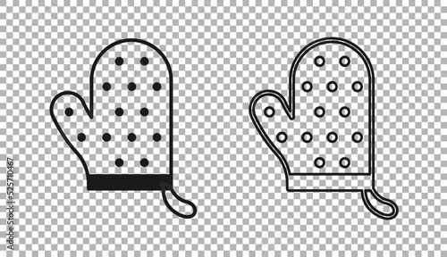 Black Oven glove icon isolated on transparent background. Kitchen potholder sign. Cooking glove. Vector