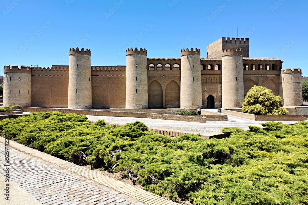 the walls of the medieval Aljaferia Palace in Zaragoza