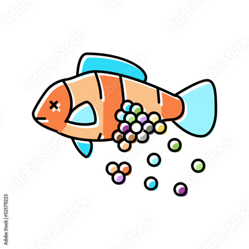 plastic microbeads in fish color icon vector illustration