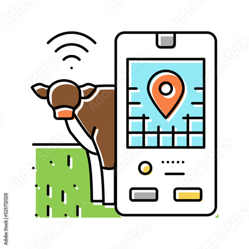 livestock tracking smart farm color icon vector illustration