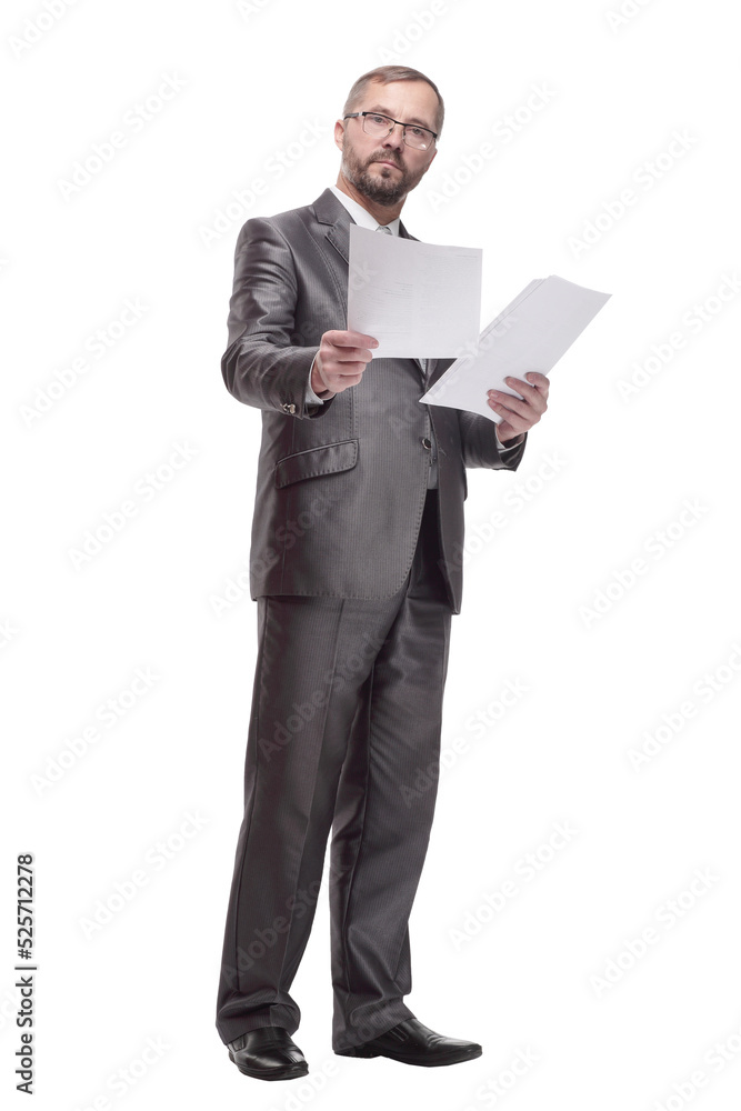 Executive business man with documents. isolated on a white background. Executive business man with documents. isolated on a white background.