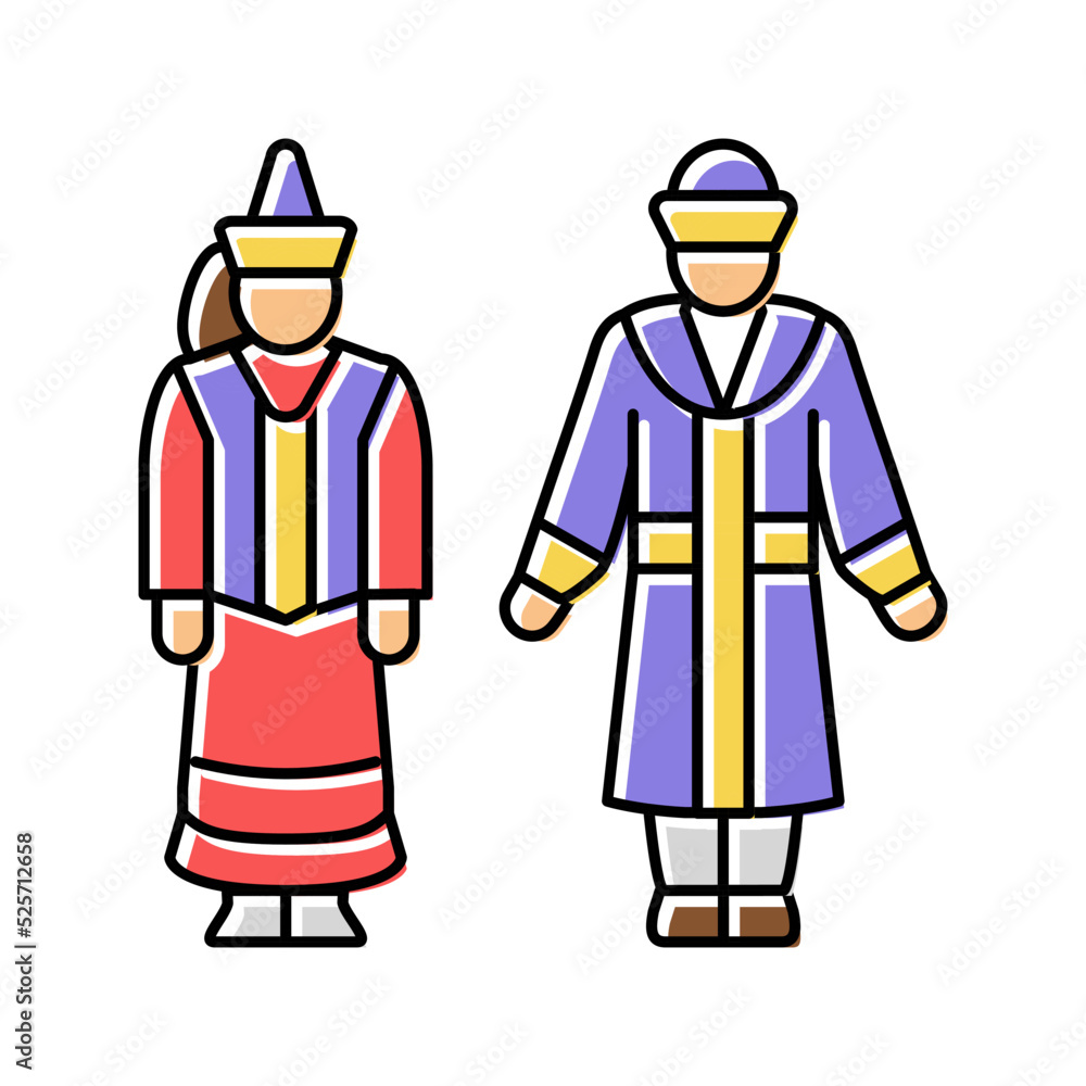 kazakhstan national clothes color icon vector illustration