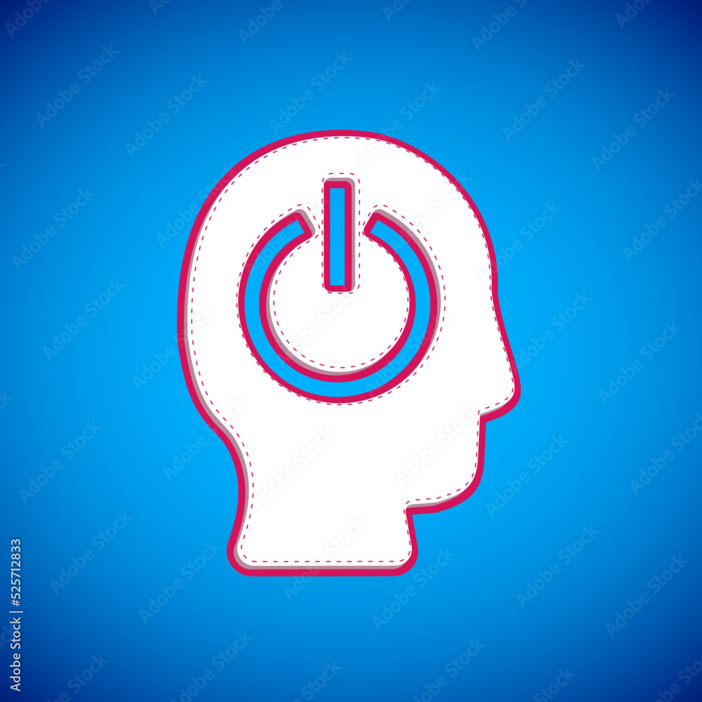 White Power button icon isolated on blue background. Start sign. Vector White Power button icon isolated on blue background. Start sign. Vector
