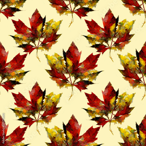 Seamless background with abstract autumn leaves  bright background. Luxury pattern for creating textiles  wallpaper  paper. Vintage. Romantic floral Illustration
