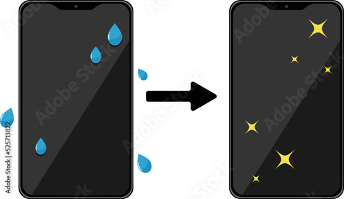 スマートフォンの修理ビフォーアフター　水没　ポップ