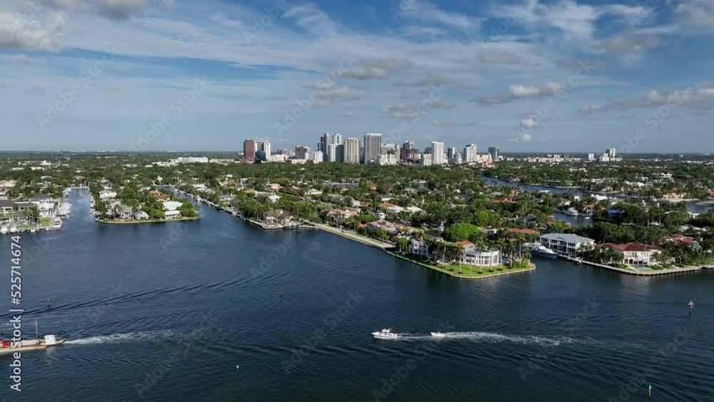 Aerial view of downtown Fort Lauderdale over the Stranahan River in Florida. Aerial view of downtown Fort Lauderdale over the Stranahan River in Florida.