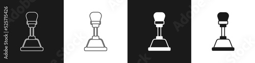 Set Gear shifter icon isolated on black and white background. Manual transmission icon. Vector