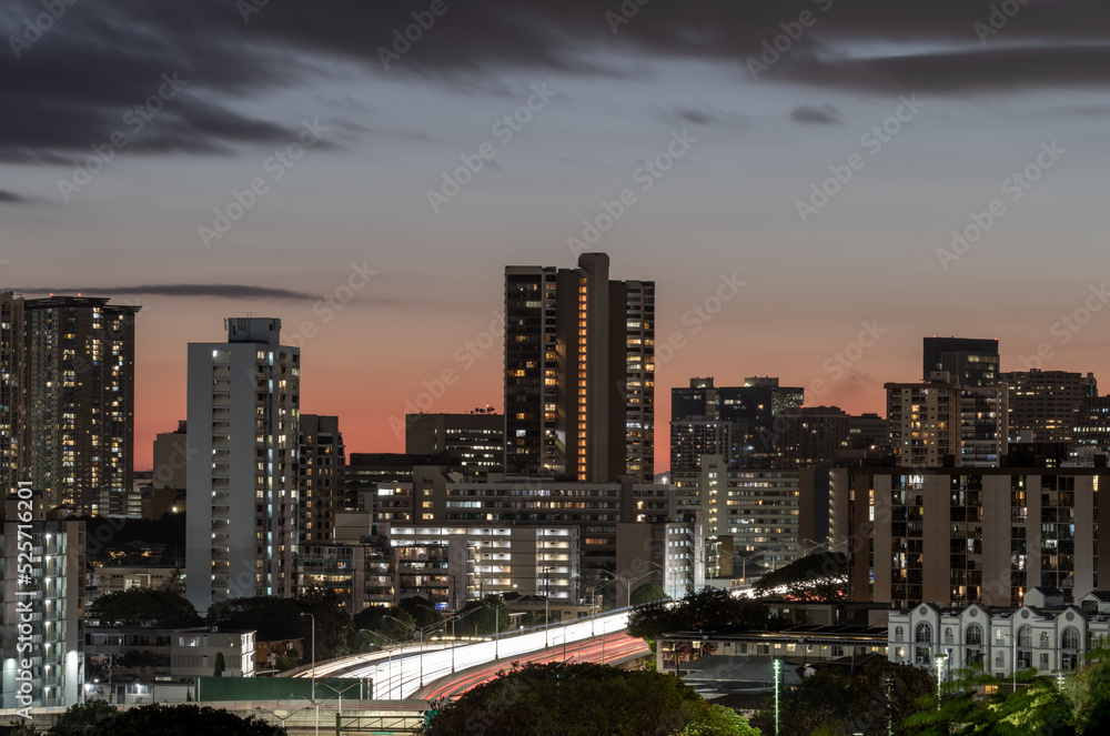 Urban Night Panorama with a Long Exposure.
